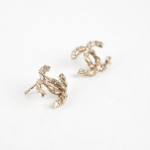 Chanel Coco Logo Bronze Rhinestone Earrings Online now