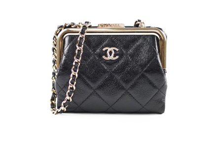 Chanel Quilted Mini Clip with Chain Aged Calfskin Black Microchipped Hot on Sale