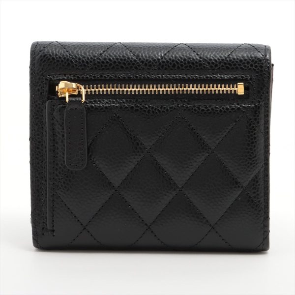 Chanel Tri Folded Caviar Black Wallet - Microchipped Cheap