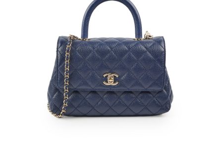 Chanel Coco Handle Small Caviar Navy - Microchipped For Sale