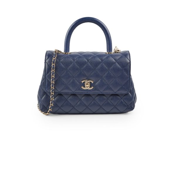 Chanel Coco Handle Small Caviar Navy - Microchipped For Sale