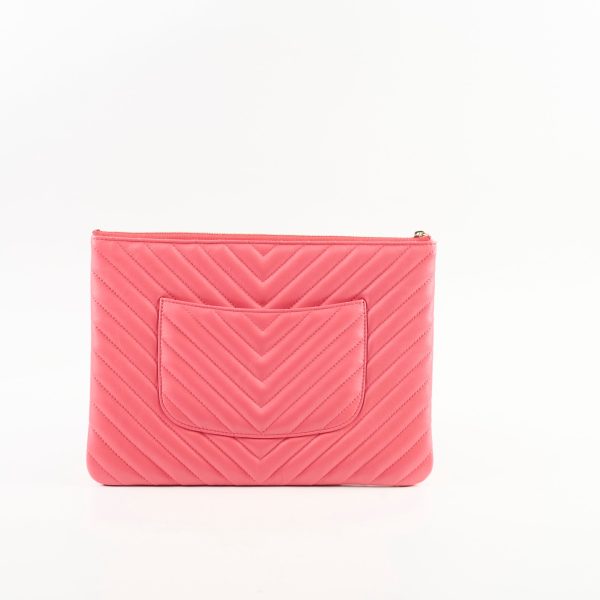 Chanel O Case Medium Chevron Pink Lambskin - Series 24 For Cheap