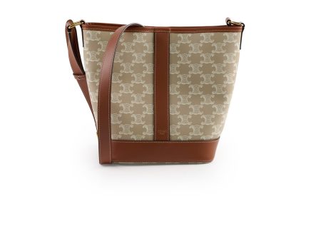 Celine Small Bucket Triomphe Canvas Tan White Sale