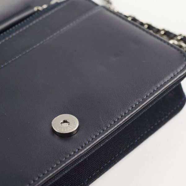 Chanel Wallet On Chain WOC Navy Canvas For Discount