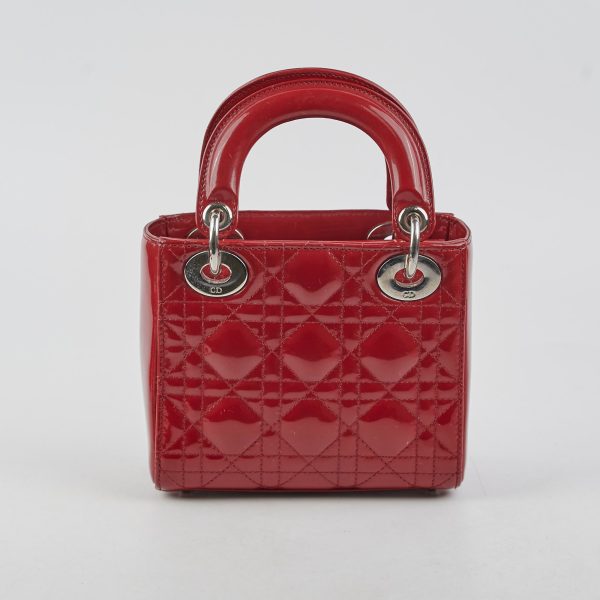 Christian Dior Mini Lady Dior Patent Red Online now