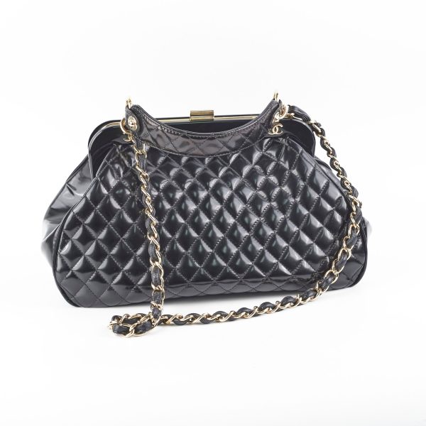 Chanel Mademoiselle Frame Patent Leather Bag Black Hot on Sale