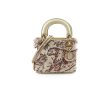 Christian Dior Mini Lady Dior Calfskin Limited Edition Embroidered Bag Ivory Burgundy For Sale