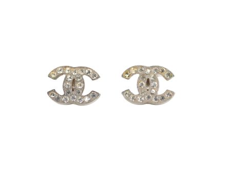 Chanel Coco Logo Rhinestone Silver Earrings Costume Jewellery Online now