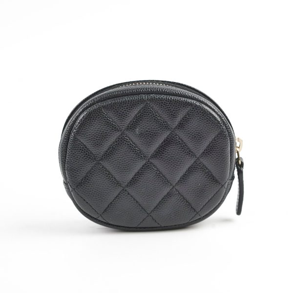 Chanel Caviar Round Coin Purse Black For Sale