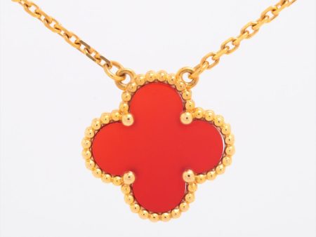 Van Cleef & Arpels Vintage Alhambra Carnelian Necklace Hot on Sale