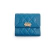 Chanel Boy Lambskin Quilted Flap Wallet Blue Discount