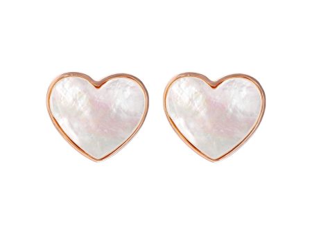 Bronzallure Flat Heart Stone Button Earrings Discount