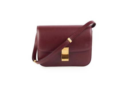 Celine Medium Box Burgundy Crossbody Bag Cheap