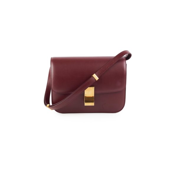 Celine Medium Box Burgundy Crossbody Bag Cheap