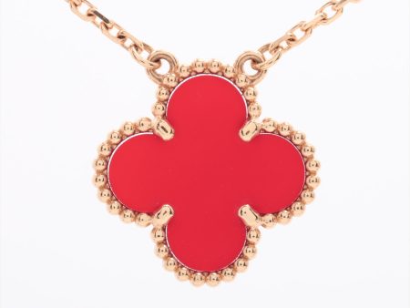 Van Cleef & Arpels Vintage Alhambra Carnelian Necklace- April 2024 on Sale