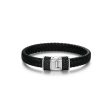 ETHOS  BLACK ICE  2TONE GEN BLK SAPPHIRE 10MM WIDE LEATHER BRACELET For Cheap