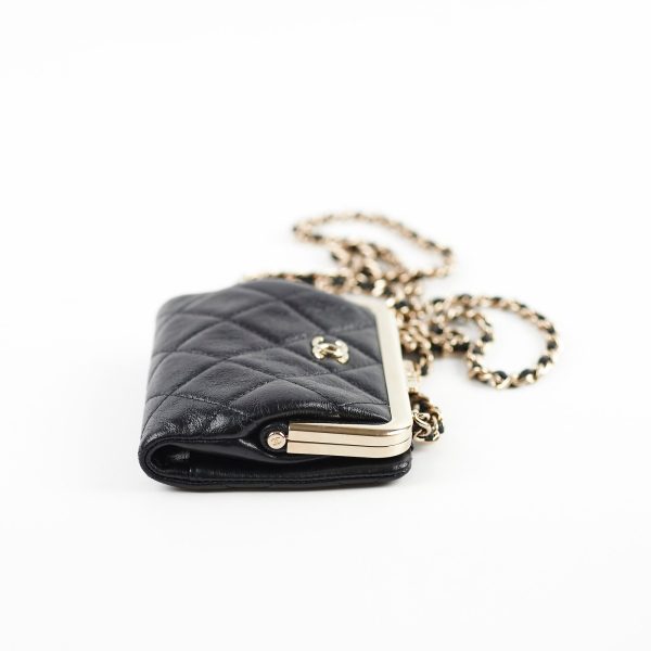 Chanel Quilted Mini Clip with Chain Aged Calfskin Black Microchipped Hot on Sale