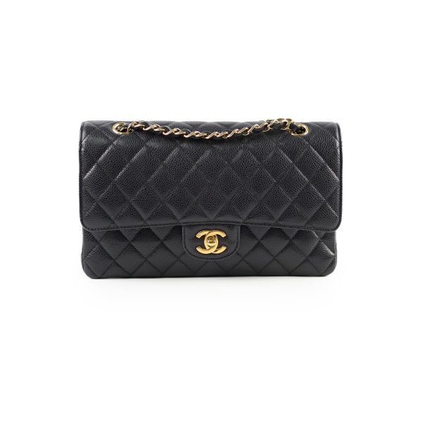 Chanel Medium Large Caviar Double Classic Flap Black For Sale