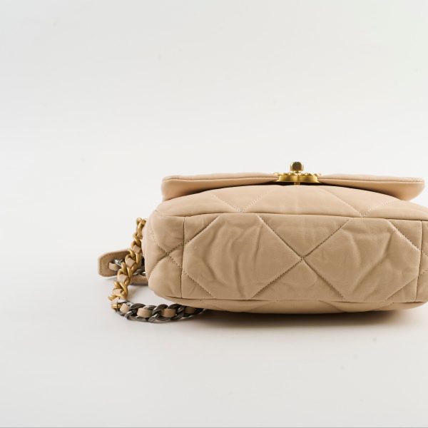 Chanel 19 Small Beige Lambskin Crossbody Bag Series 30 Discount