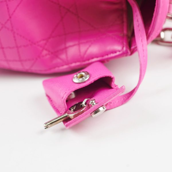 Christian Dior Lambskin Cannage Fuchsia Shoulder Bag For Cheap