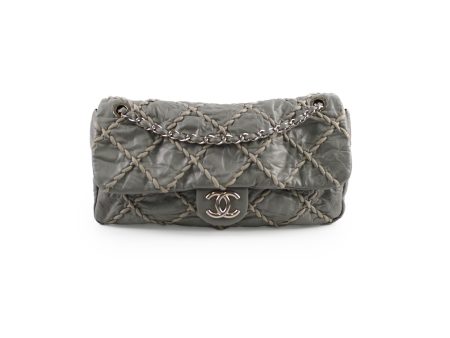 Chanel Seasonal Quilted Flap Bag Grey For Discount