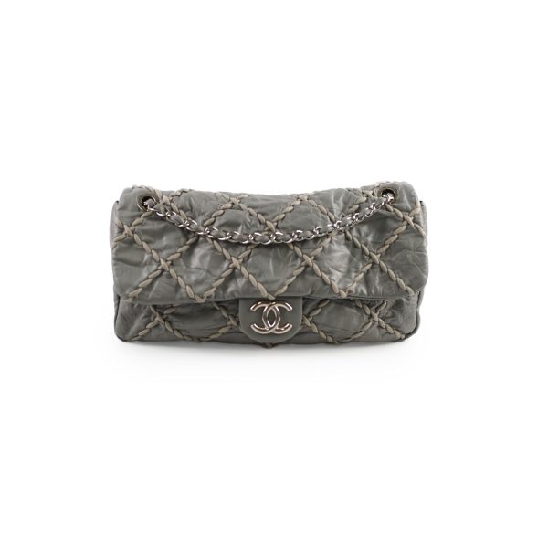 Chanel Seasonal Quilted Flap Bag Grey For Discount