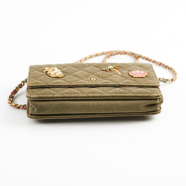 Chanel Wallet On Chain WOC Khaki Denim on Sale