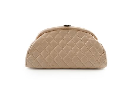 Chanel Mademoiselle Kiss Lock Timeless Clutch Beige Fashion