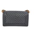 Chanel Old Medium Boy Caviar Chevron Black Fashion