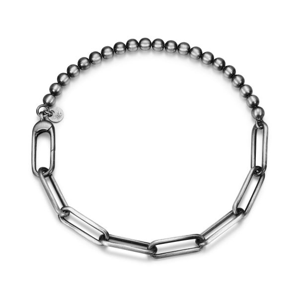 ETHOS BRUSHED GUN METAL 1 2 PAPERCLIP 1 2 BEAD CHAIN 8.5  Supply