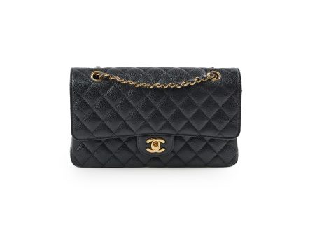 Chanel Medium Large Double Classic Flap Caviar Black 31 Series Online now