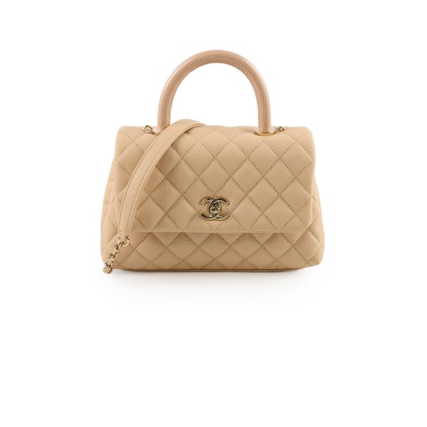 Chanel Coco Handle Small Beige Lizard Handle- Series 30 Hot on Sale