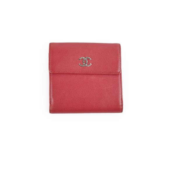 Chanel Fold Caviar Dark Pink Wallet For Discount