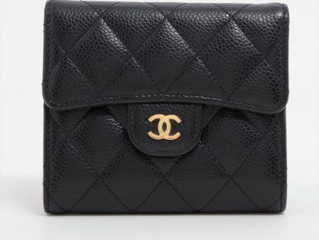 Chanel Caviar Black Compact Wallet - Microchipped For Cheap