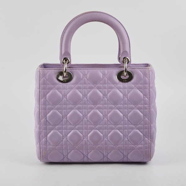 Christian Dior Medium Lady Dior Lambskin Lilac For Sale