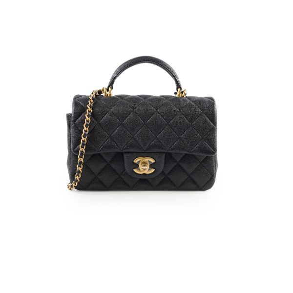 Chanel Caviar Rectangular with Top Handle Black  31 Series Hot on Sale