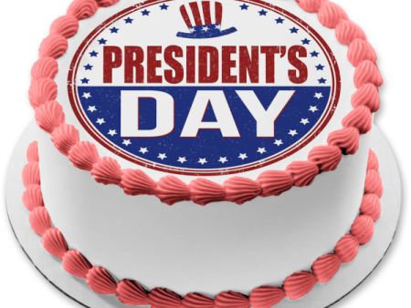 Happy President s Day American Flag Hat Edible Cake Topper Image ABPID57025 on Sale