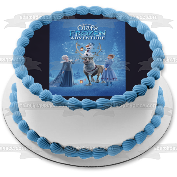 Olaf s Frozen Adventure Anna and Elsa Edible Cake Topper Image ABPID56992 Supply