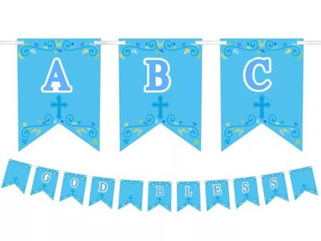 First Communion Personalized Pennant Banner - Blue Supply