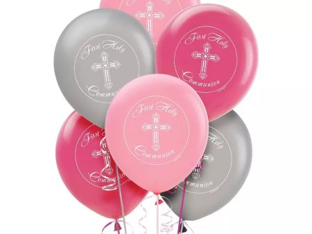 Communion Printed Latex Balloons - Pink Sale