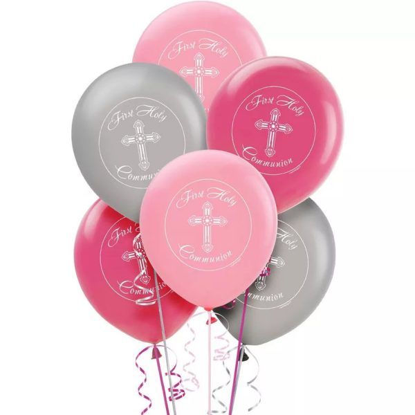 Communion Printed Latex Balloons - Pink Sale