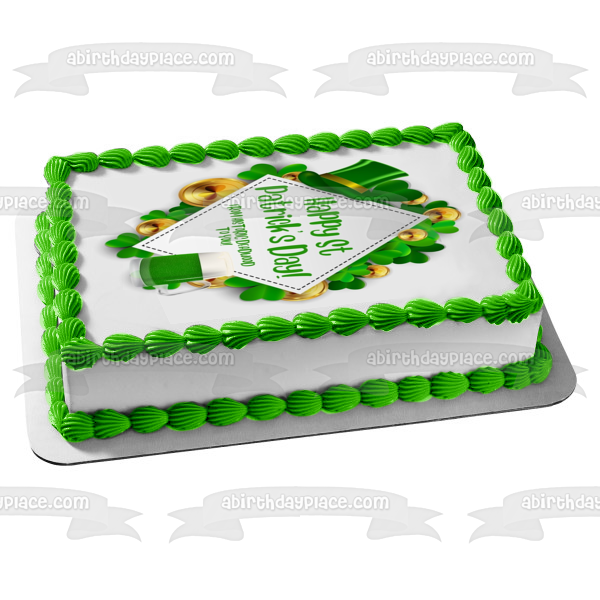 Happy St. Patrick s Day Gold Coins and a Leprechaun Hat Edible Cake Topper Image ABPID57008 on Sale