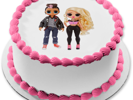 LOL Surprise Omg Movie Magic Fashion Tough Dude and Pink Chick Edible Cake Topper Image ABPID57067 Online