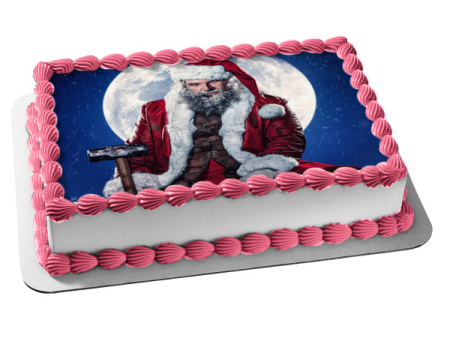 Violent Night Santa Claus and the Moon Edible Cake Topper Image ABPID57045 Supply