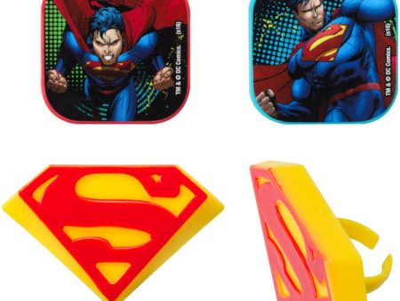 Superman Cupcake Rings, 12ct Supply