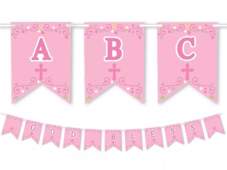 First Communion Personalized Pennant Banner - Pink Online Sale