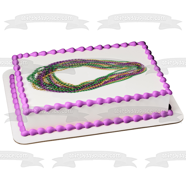 Happy Mardi Gras Colorful Beads Edible Cake Topper Image ABPID57027 Sale