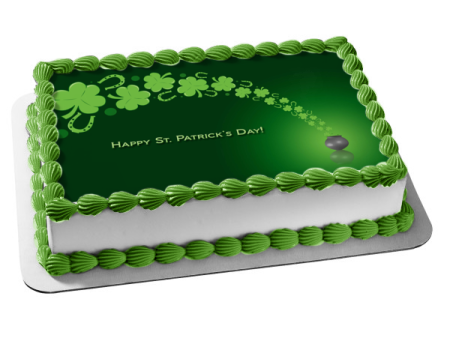 Happy St. Patrick s Day 4 Leaf Clovers Edible Cake Topper Image ABPID57009 Hot on Sale