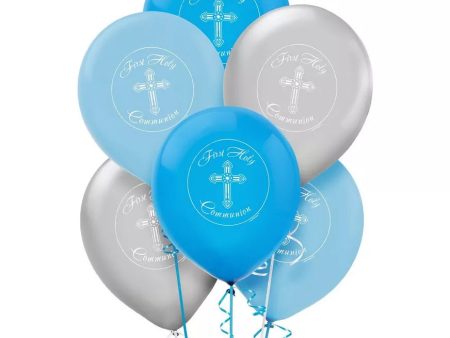 Communion Printed Latex Balloons - Blue Hot on Sale