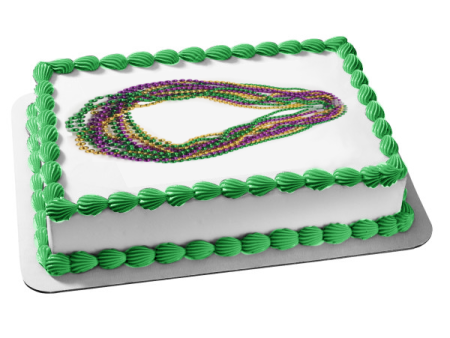 Happy Mardi Gras Colorful Beads Edible Cake Topper Image ABPID57027 Sale